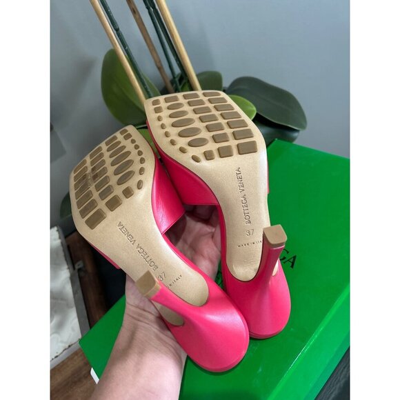 Bottega Veneta Squared Toe Stiletto Sandals Lollipop Pink Womens Size 7 - Picture 10 of 11